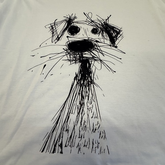 Scribble Art Dog T-Shirt Mens XL Sketch Drawing Graphic Tee Gonzo Style - Picture 2 of 8